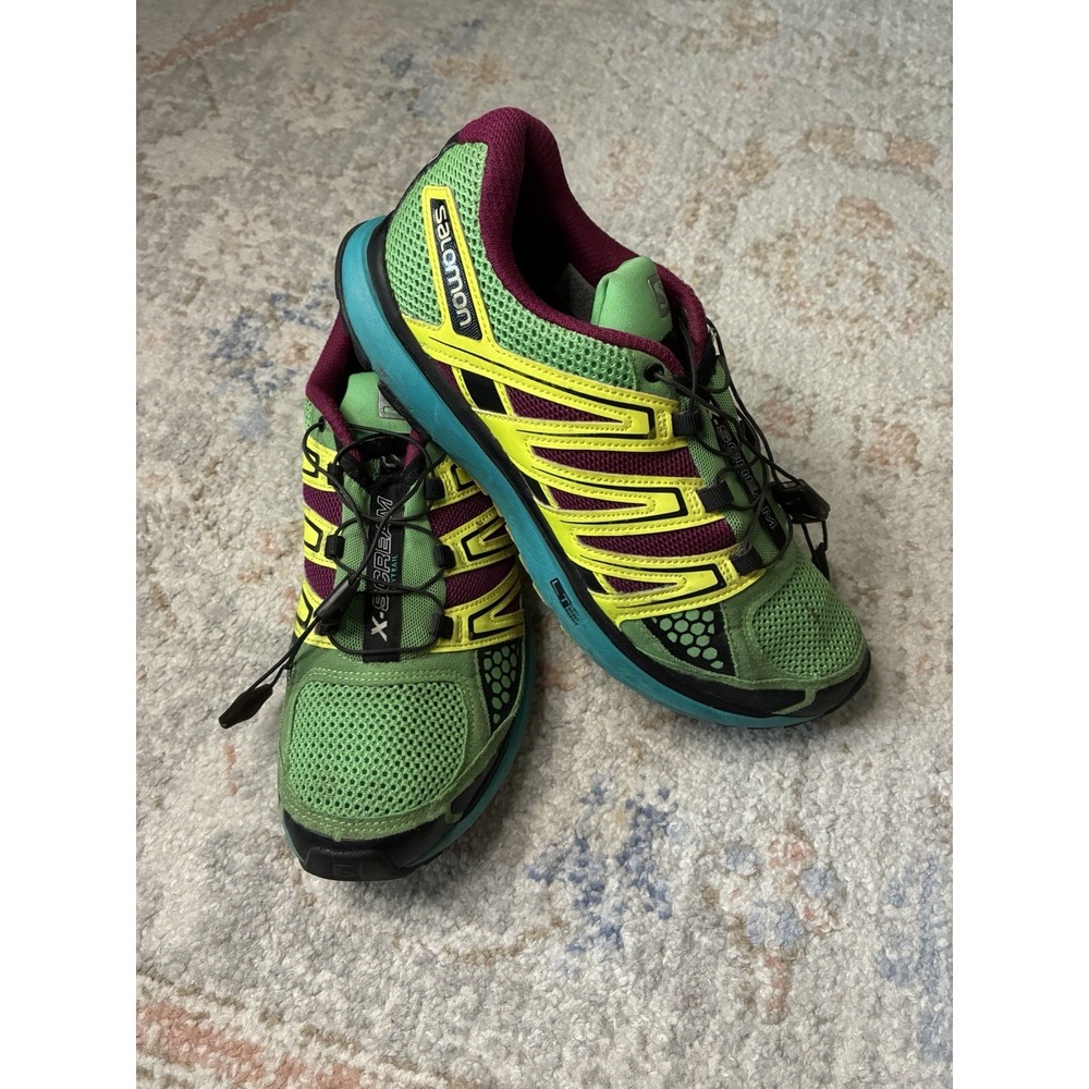 Scream Trail Shoes Green Yellow Maroon Gorpcore Techwear Women's Sz 9.5